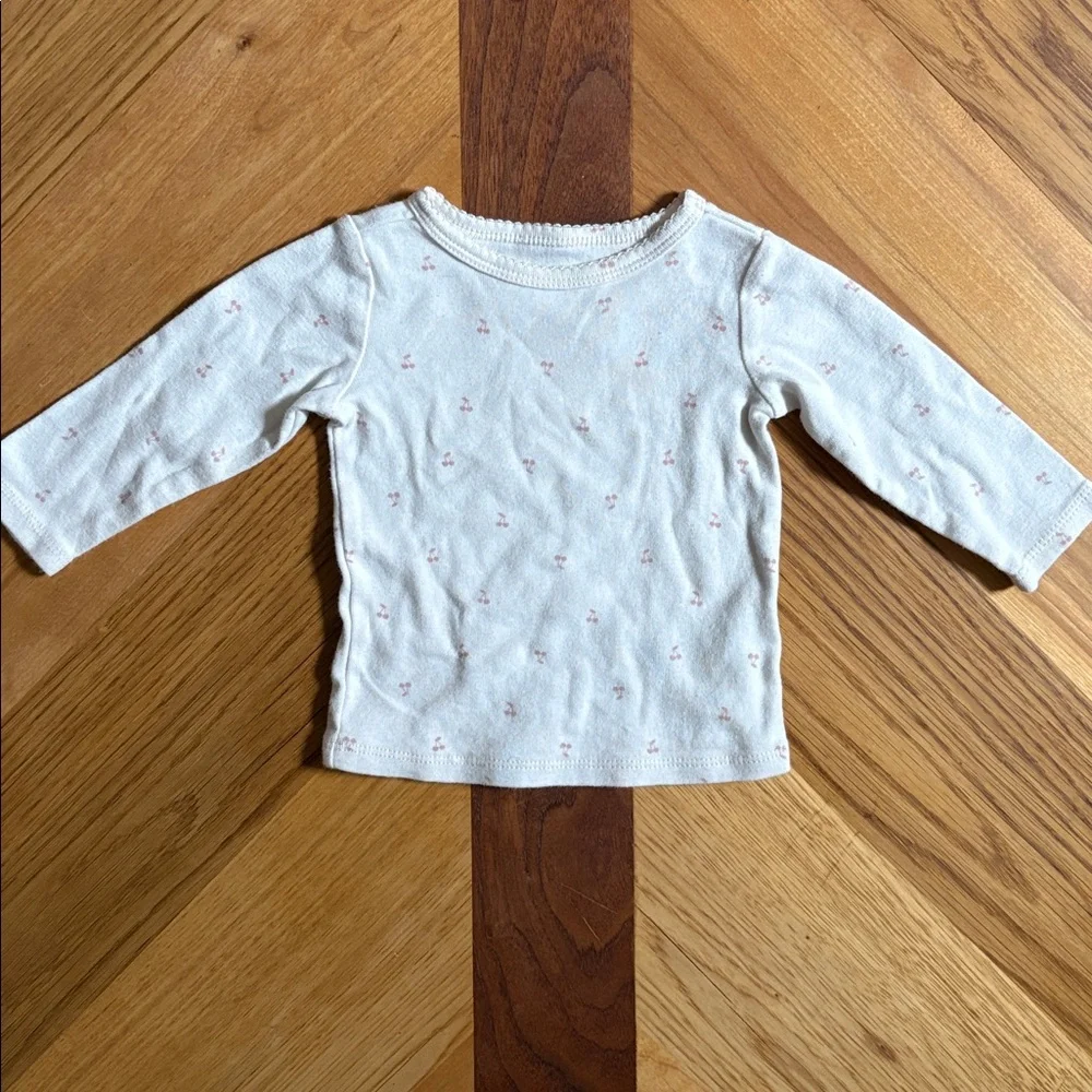 Carter's 0-3 Month Light Pink Ruffled Overalls & Long Sleeve Cherry Top